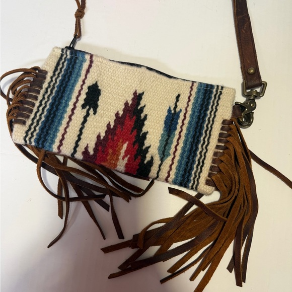 Boho Fringe Clutch with Tribal Pattern - Picture 2 of 5